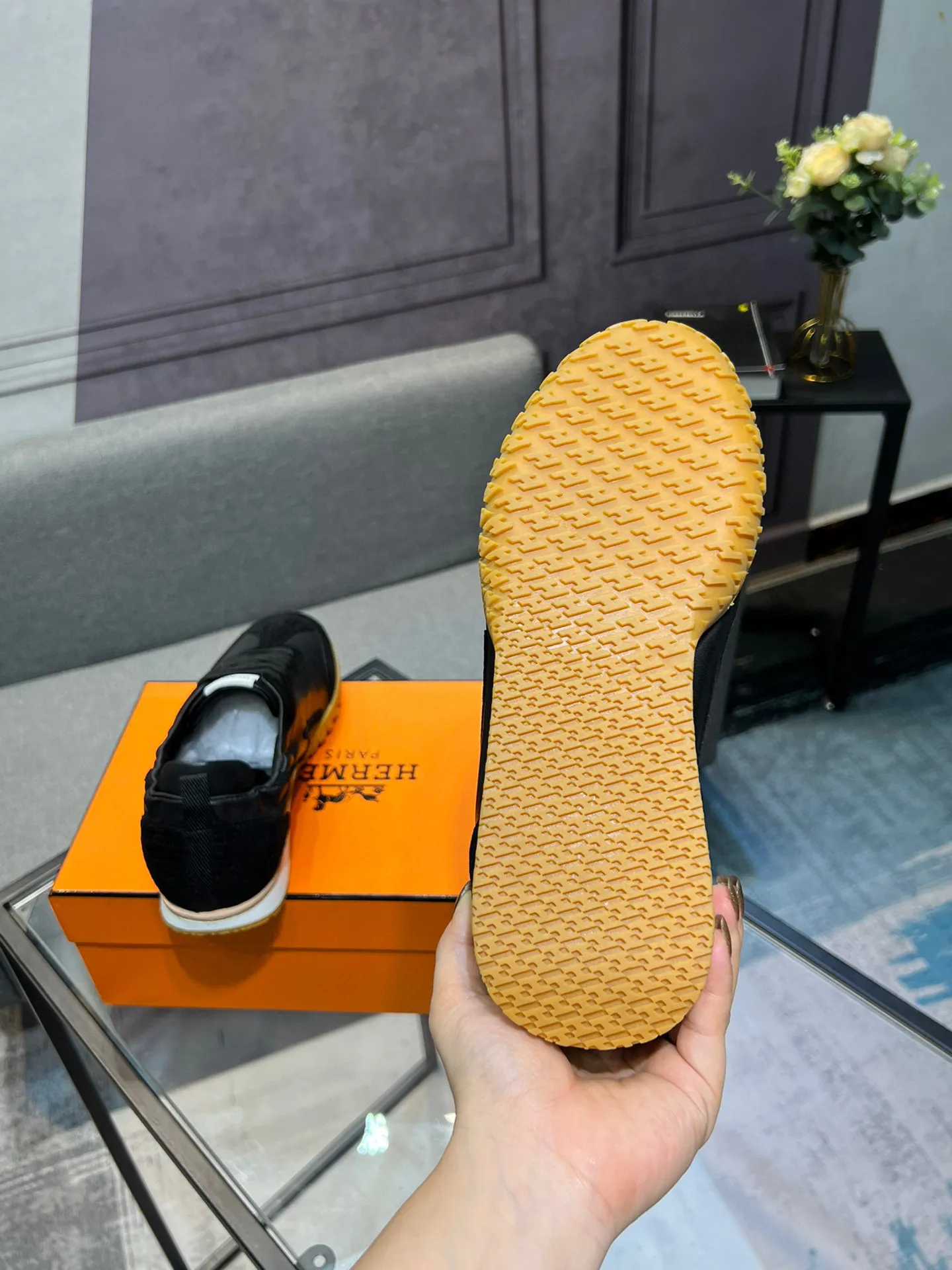 Men's shoes 💰660 [HERMES] Hermès - High-end quality original order 🔍🔍 - Upper: 🔝 cowhide suede splicing design - Inner lining: imported mixed sheepskin - Outsole: TPR foam · Rubber: two-color combined molding outsole - Super high quality control · Fine workmanship: highlighted (high-end, luxury, grade) -Size: 38-44 (45, 46, can be customized)